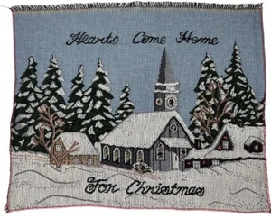 Hearts Come Home for Christmas Tapestry Panel 16" x 13 1/4" Crafters Pillow Top - Picture 1 of 2