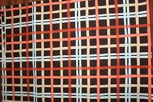 Sewing Fabric Home Dec Decor 79" x1/2 yd Brown Rust Cream Peach Plaid Stripes - Picture 1 of 9