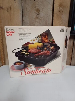 Vintage 90’s Sunbeam Electric Indoor Grill Model 4750 Black Nu-Stone - Image 1 of 4