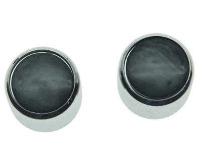 2x Chrome Tele Telecaster Black Pearl Top Guitar Dome Knobs Set Screw Bass Knob - Image 1 of 4