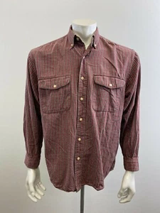 Eddie Bauer Men's Button Down Shirt Size Small Cotton Red Gray Plaid Long Sleeve - Picture 1 of 3