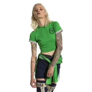 NWT $60 Fenty PUMA by Rihanna cropped vintage Short Sleeve green Tee 57582402 XS - Picture 1 of 6