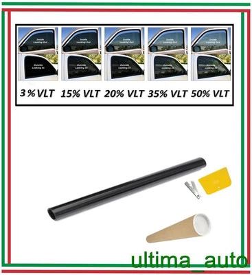 PELLICOLA OSCURANTE PER VETRI AUTO NERO 20% 50cm x 3m