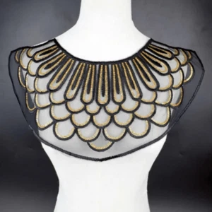 Neu ohne Etikett Spitze schwarz Kragen gold Pailletten Applikation - Bild 1 von 1