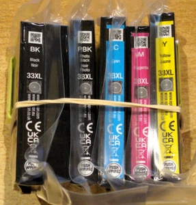 GENUINE EPSON 33XL Multipack ORIGINAL ink cartridges BK PBK C M Y dated 2027 - Picture 1 of 2