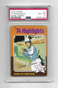 1975 Topps #1 Hank Aaron '74 Highlights PSA 6 EX-MT - Bild 1 von 2