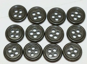 German od plastic small shirt buttons 4 holes rim 1/2 in 13mm lot of 12 B3058 - Picture 1 of 6