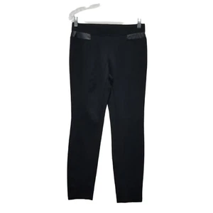 Alfani Skinny Leg Ponte Pant  4 Comfort Waist Pull-On Black Faux Leather Accent - Picture 1 of 5