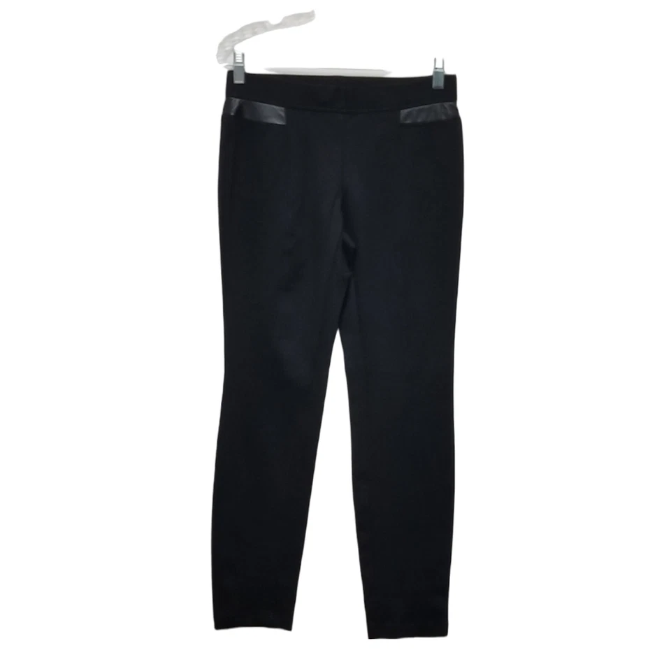Alfani Skinny Leg Ponte Pant  4 Comfort Waist Pull-On Black Faux Leather Accent - Image 1 of 4