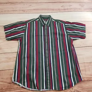 VINTAGE Trader Bay Shirt Mens Large Red Green Short Sleeve Button Up Adult L - Picture 1 of 11