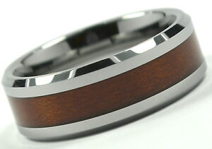 Tungsten Carbide Ring Wedding Band Dark Brown Titanium Color Design 8mm RJ Jewel