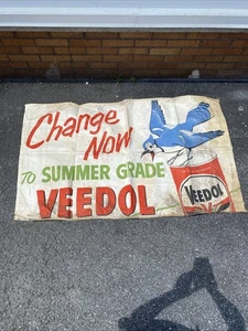 Veedol Motor oil Can Blue Bird Banner 11 - Picture 1 of 8