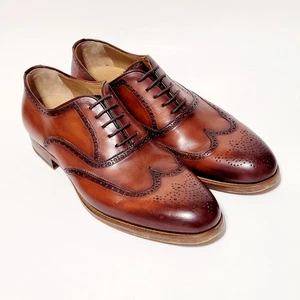 Magnanni 21596 Franklin Brogue Wingtip Oxford Dress Shoes Brown Men's 12M 45EU - Picture 1 of 24