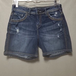 Silvers Suki Women's High Shorts Dark Wash Size W 29 Inseam 5.5 Inches - Picture 1 of 11