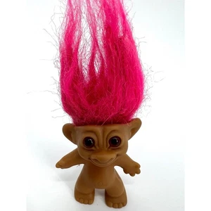 Muñeca Lucky Troll Vintage Uneedadoll Co. Inc. Pelo Rosa Ojos Marrones Herradura - Imagen 1 de 9