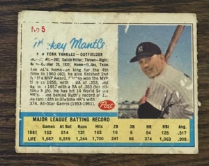 1962 Post #5 Mickey Mantle Hand Cut from Life Magazine Ad - poor condition - Picture 1 of 2