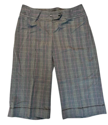 Pantalones cortos Lane Bryant para mujer talla 16 Y2K pierna ancha gris rosa verde a cuadros Foto 1 de 4