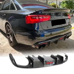 For Audi A6 S6 C7 Sline 2012-16 Carbon Fiber Rear Bumper Diffuser Lip Body Kits - Picture 1 of 10
