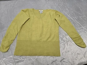 MAGASCHONI Größe M Damen Winterpullover zitronengrün 100% Kaschmir V-Ausschnitt warm  - Bild 1 von 12