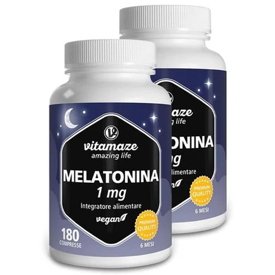 Melatonina Pura 1 MG (per 1 Anno) Duo Pack di 360 compresse Alto Dosaggio e - Immagine 1 di 4