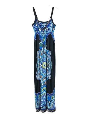 Bailey Blue Maxi Sun Dress Size S Black Blue Green Boho Stretch Beach Coastal - Image 1 of 4