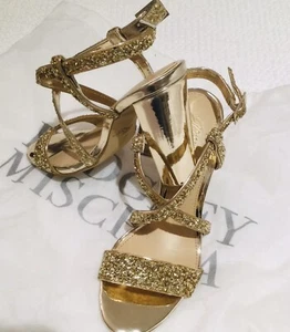 BADGLEY MISCHKA JEWEL HIGH HEEL SANDALS GOLD - Picture 1 of 6