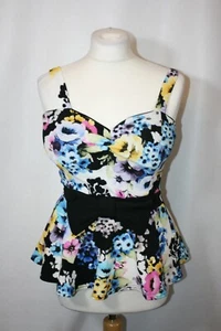 BNWT SIZE 12 BLUE FLORAL TOP WITH BLACK BOW 2674 - Picture 1 of 4