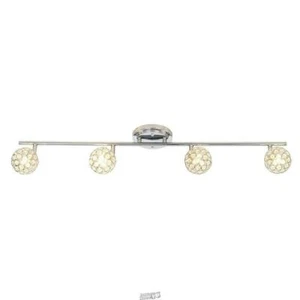 Hampton Bay-4-Light Chrome Fixed Track Lighting Kit Bar Crystal Ball Chrome - Picture 1 of 6