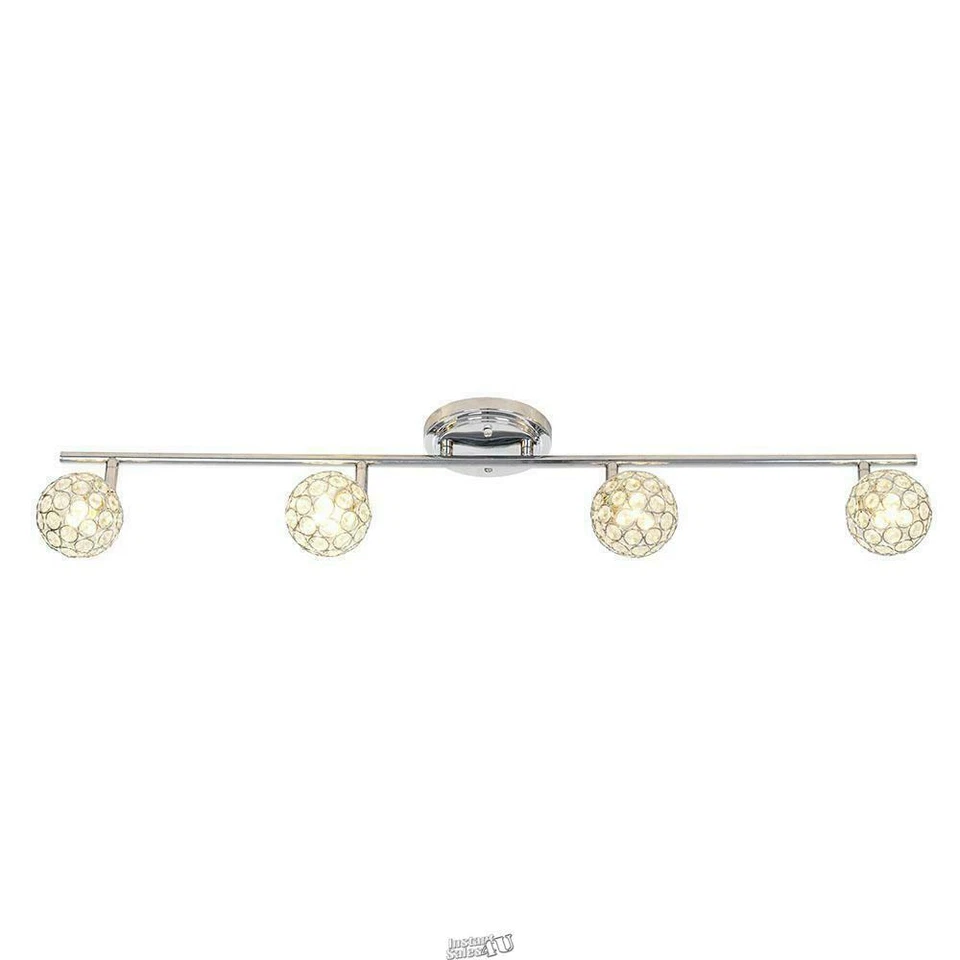 Hampton Bay-4-Light Chrome Fixed Track Lighting Kit Bar Crystal Ball Chrome  - Image 1 of 4
