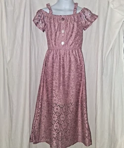 Jenna & Jessie USA Pink Floral CottageCore Dress Short Sleeve Girls 10 Lacey - Picture 1 of 9