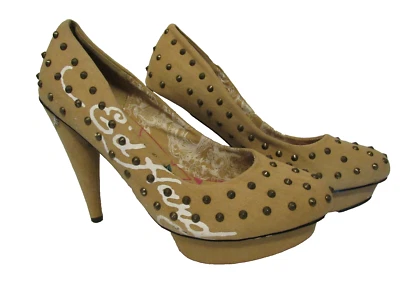 Tacones de plataforma Ed Hardy Spike bronceados talla 10 nuevos sin caja Foto 1 de 4