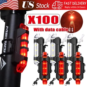 Luz Trasera 5 LED USB Recargable Bicicleta Seguridad Ciclismo Advertencia Lámpara Trasera - Imagen 1 de 14