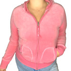 Hot Pink Velour Track Suit Jacket Hoodie Y2K McBling Paris Hilton Style 2000s XL