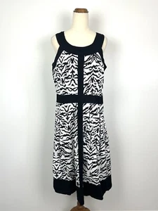 Orientique Australia Womens Dress 16 Black White Striped Fit Flare Formal Office - Foto 1 di 12
