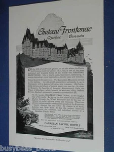 1920 Chateau Frontenac advertisement page, Canadian Pacific Hotels, CPR - Bild 1 von 1