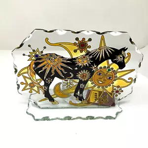 NEW Trail of Painted Ponies Art Glass Candle Plaque by Joan Baker - Picture 1 of 10