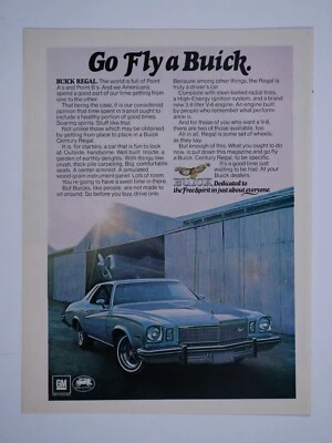 1975 Buick Regal 2 Door HT  Vintage Go Fly A Buick Original Print Ad 8.5 x 11" - Image 1 of 4