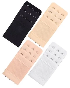 4 PCS Women's Bra Extenders 3 Hooks Stretchy Bra Extension Strap 3 Rows Elast... - Picture 1 of 6