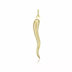 14K Gelbgold Italienisches Horn Anhänger - Cornicello Glück Glück Halskette Charm - Bild 1 von 4