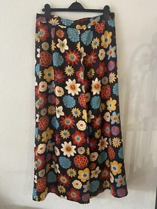 Ladies Retro Hippie Maxi Skirt Sz 32 Lined Brown Multi Flower Power Lightweight - Picture 1 of 21