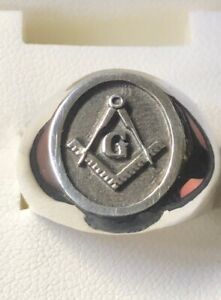 Masonic classic Hollow Oval Ring Sterling Silver 925 Available size 6-16