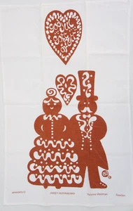 Vintage Swedish Christmas New Years Tea Towel By Marianne Westman For Almedahls - Picture 1 of 8