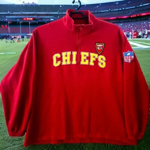 Vintage NFL Kansas City Chiefs Sweatshirt Unisex Size 2XL Red 1/4 Zip Pullover - Picture 1 of 13
