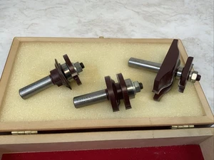 KATANA 3pc Shaper Joinery Bit Set - 18847B, 18847A, 18693, Cushioned Wooden Box - Picture 1 of 12