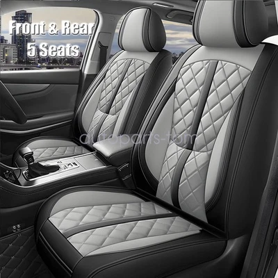Full Set For Honda Pilot Car 5-Seat Covers Faux Leather Cushion Covers Gray - Imagem 1 de 4