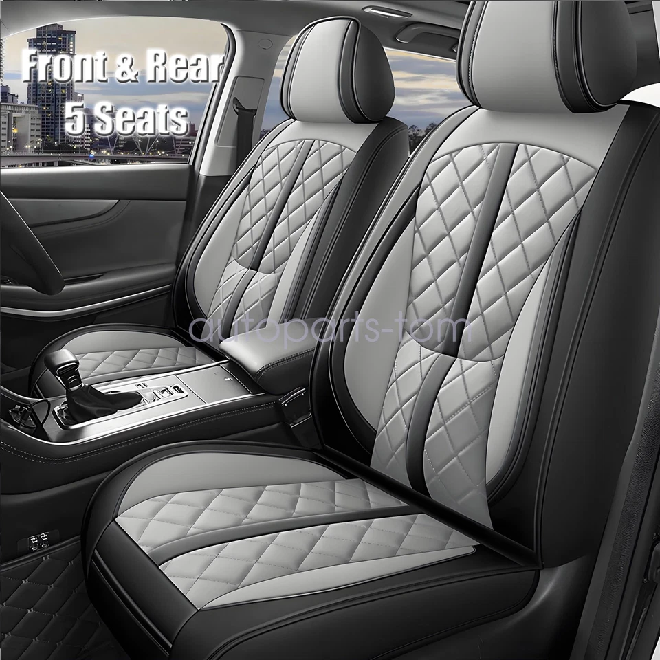 Full Set For Honda Pilot Car 5-Seat Covers Faux Leather Cushion Covers Gray Foto 1 de 4