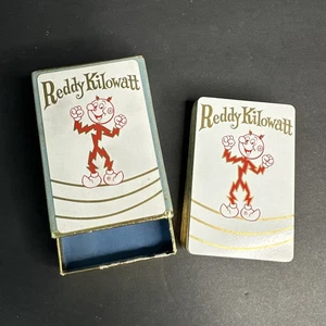 Vintage Reddy Kilowatt Playing Cards Gold Blue Velvet Box Case COMPLETE - Picture 1 of 5