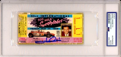 1969 Indy Indianapolis 500 Ticket SIGNED Mario Andretti Winner PSA DNA COA RARE - Image 1 of 2