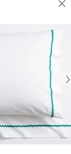 Pottery Barn Teen Ricrac Sheet Set NWT Full Size Green/White  - Picture 1 of 4