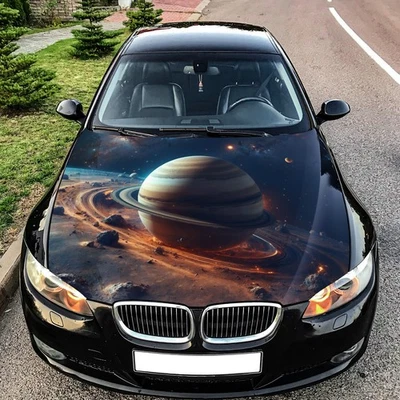Gráfico de vinilo envolvente para capó de coche espacial Saturn - calcomanía personalizada para camión SUV Foto 1 de 4